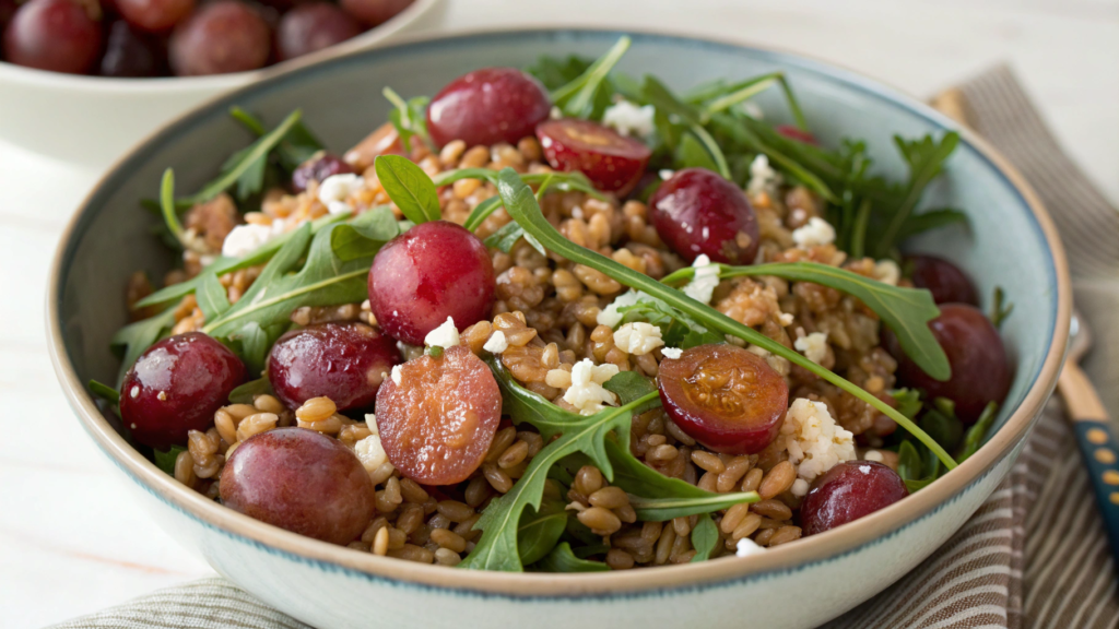 Farro Salad with Roasted Grapes and Arugula