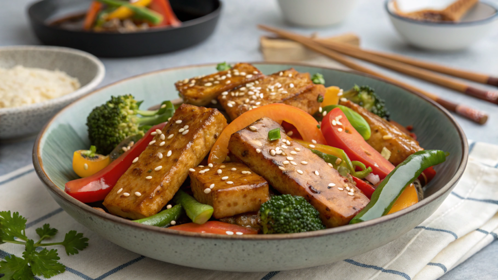 Ginger Soy Glazed Tempeh Stir Fry