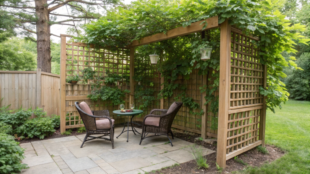 Corner Trellis Screen for Outdoor Seating