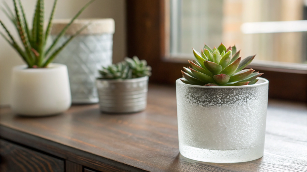 Minimal Modern Succulent in Frosted Glass