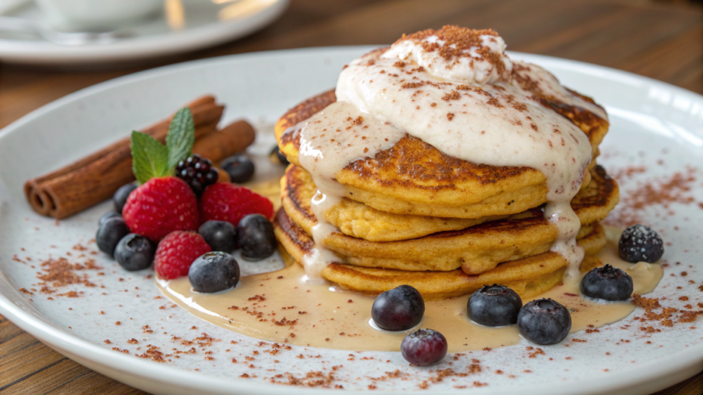 Sweet Potato Pancakes with Maple Yogurt Drizzle