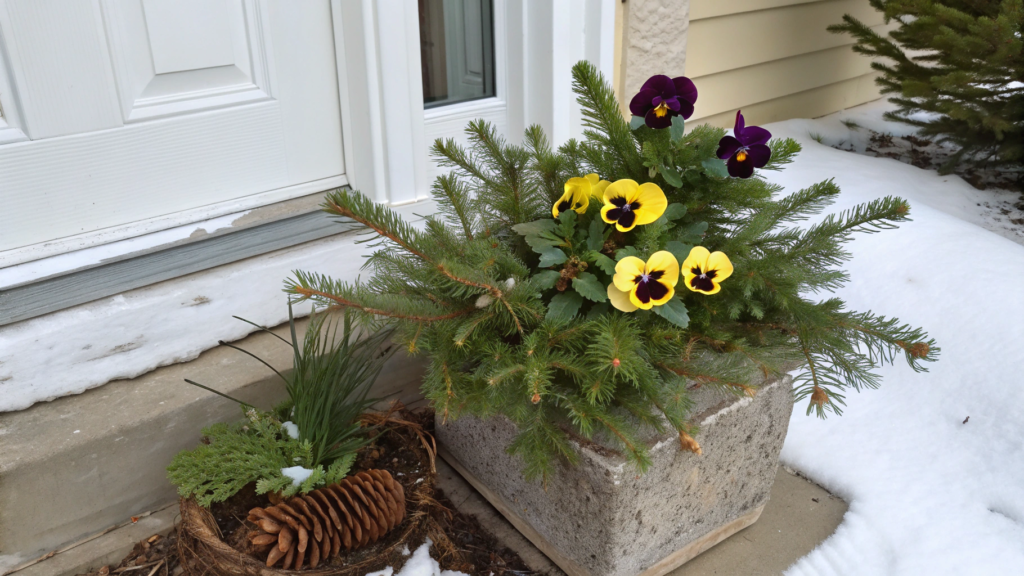Simple Pansy and Pine Combo