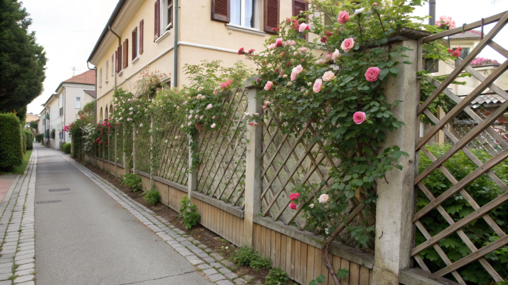 Lattice Fence with Climbing Roses