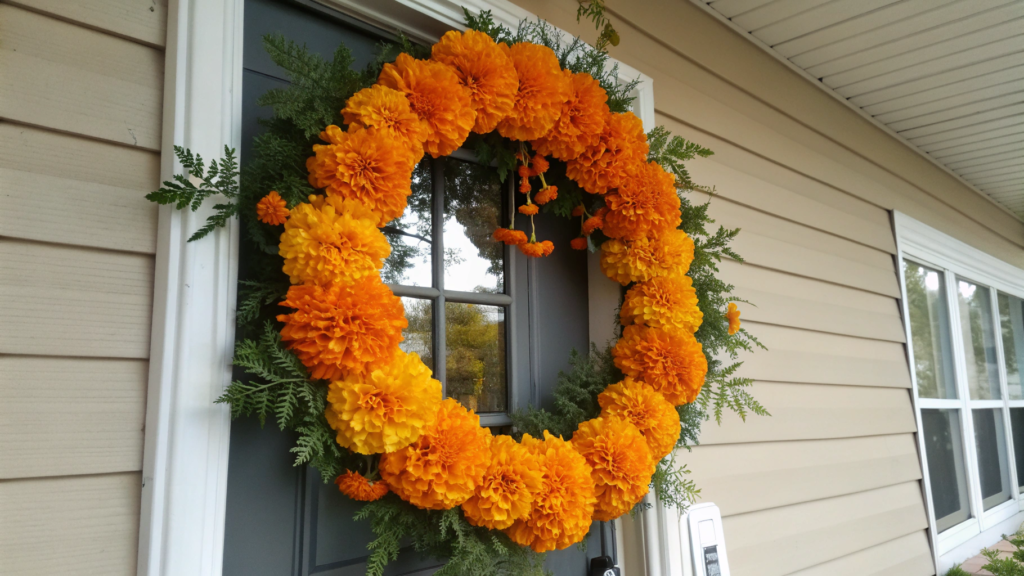 DIY Marigold Wreath for Front Door