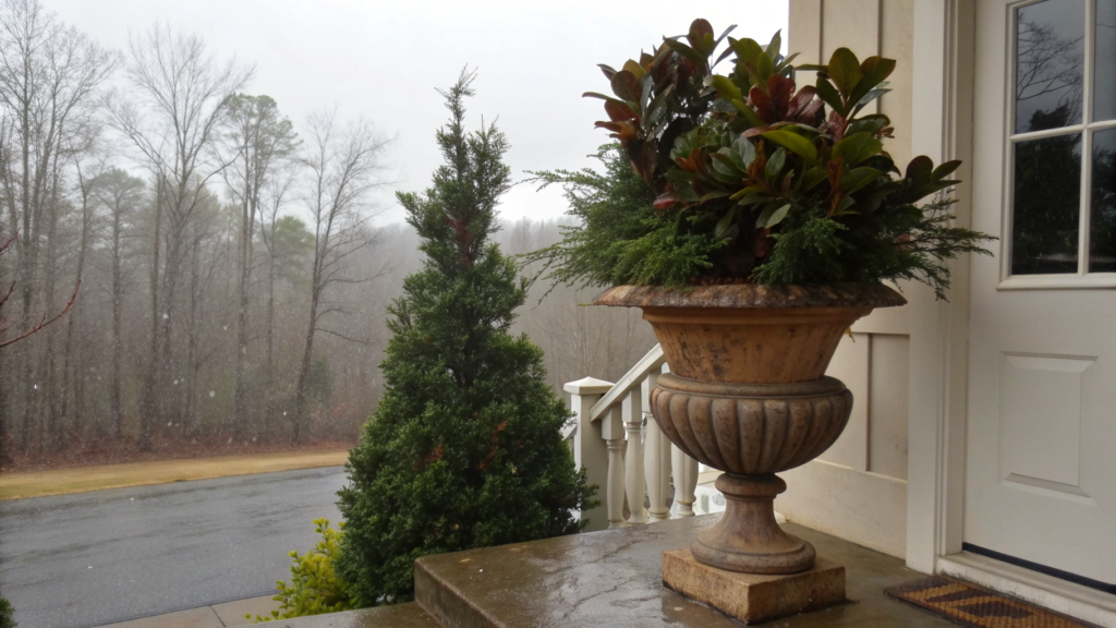 Cedar and Magnolia Porch Urn