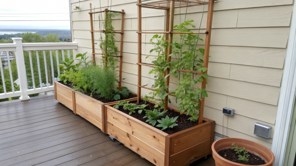 Planter Box Trellis for Compact Deck Spaces
