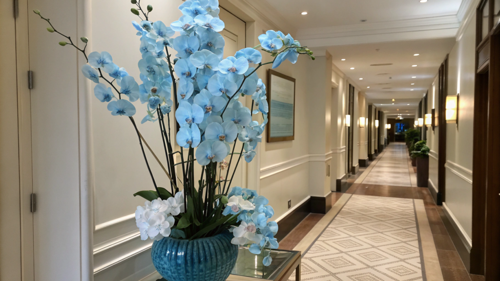 Icy Blue Orchid Console Piece