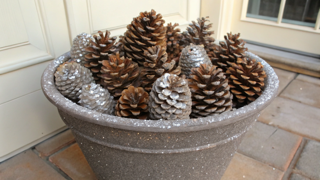 Glittered Pinecone Garden Pot