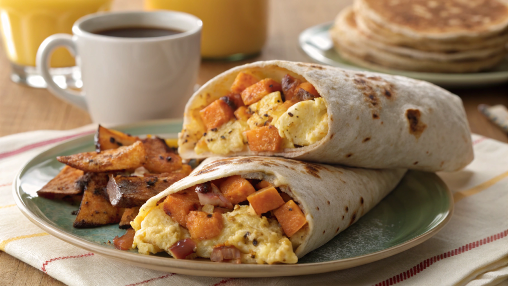 Sweet Potato Breakfast Burritos with Scrambled Eggs