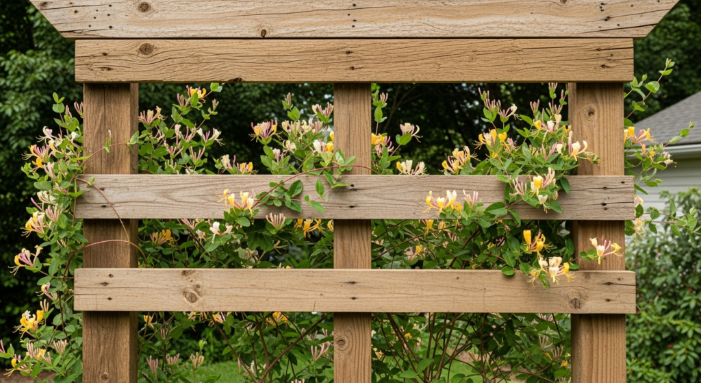 DIY Reclaimed Wood Trellis with Honeysuckle