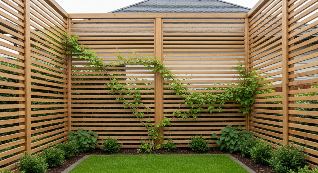 Horizontal Slat Trellis for Privacy and Style