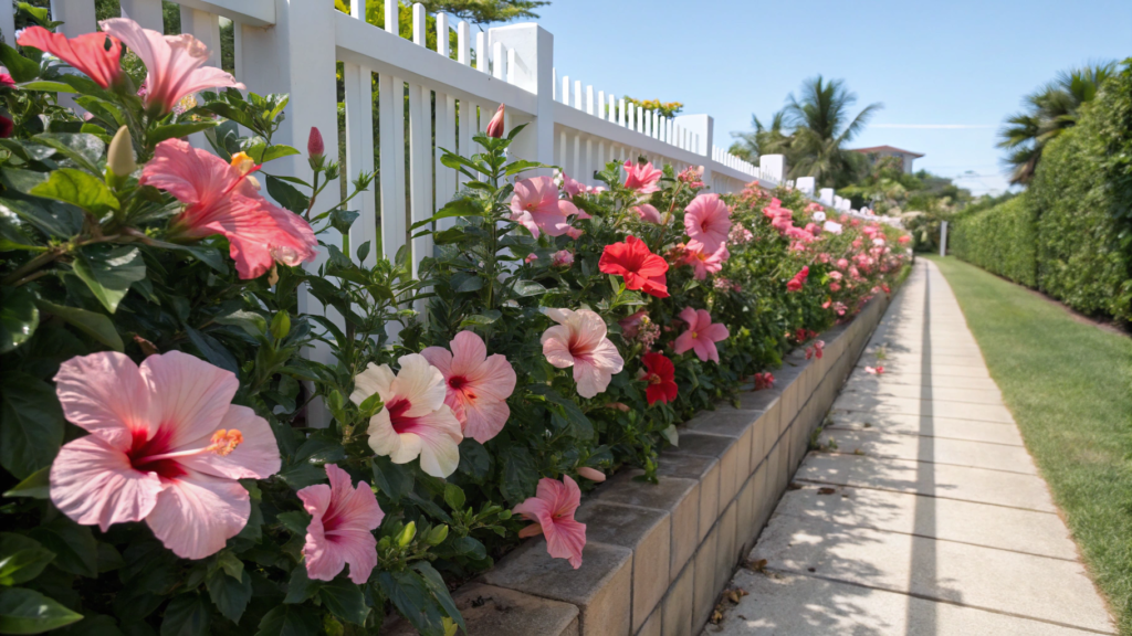Hibiscus Garden Borders with Subtle Color Transitions