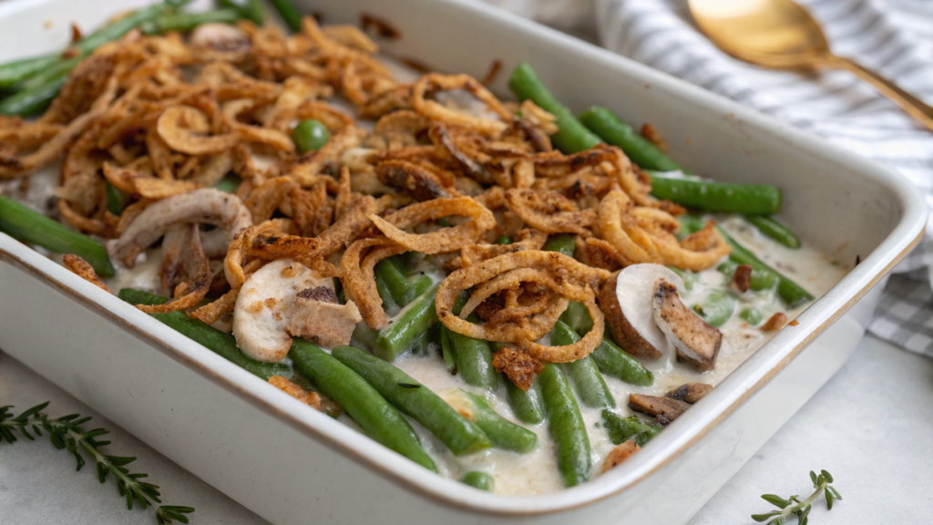 Low-Calorie Green Bean Casserole with a Gourmet Touch