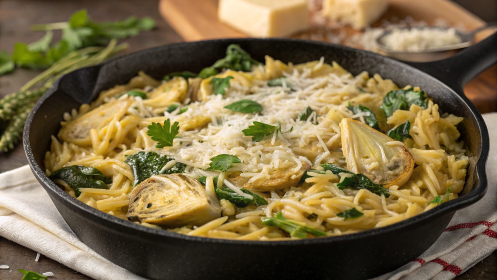 Spinach and Artichoke Orzo Skillet Everyone Raves About