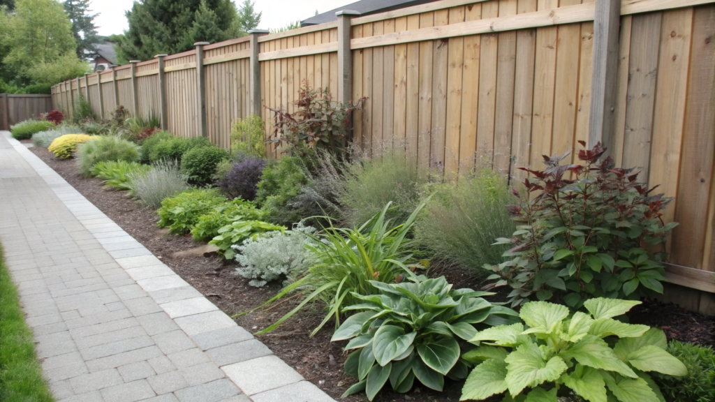 Layered Planting Borders Along the Fence Line