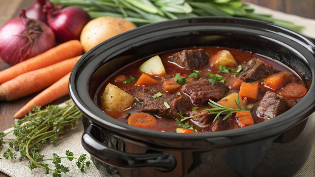 Slow Cooker Beef Stew with Red Wine for Effortless Nights