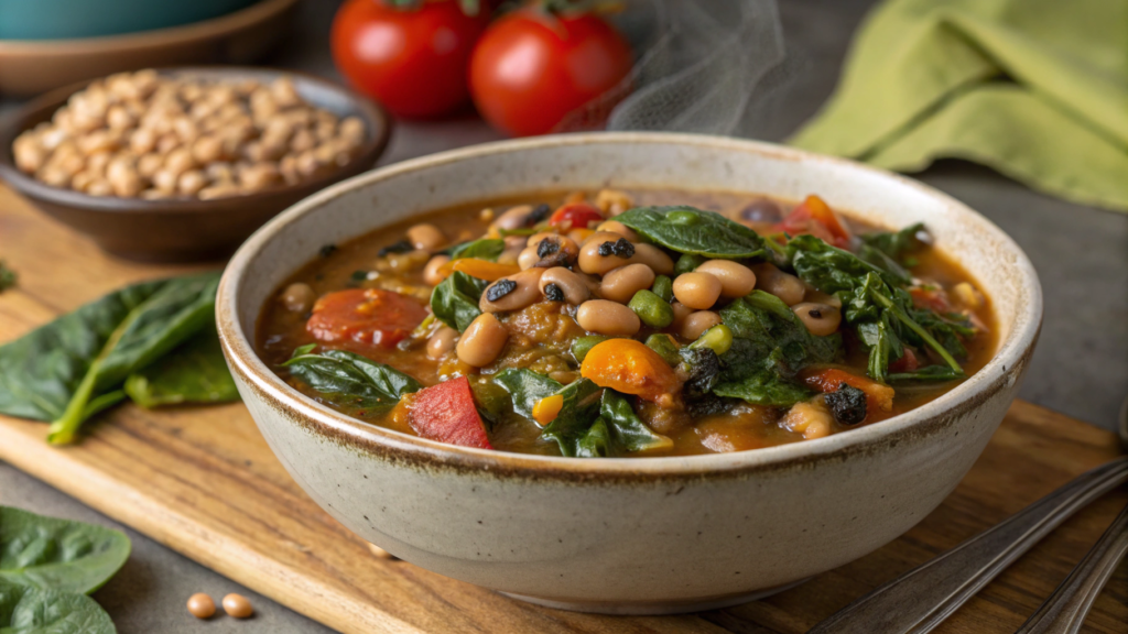 Vegan Black Eyed Peas and Spinach Stew