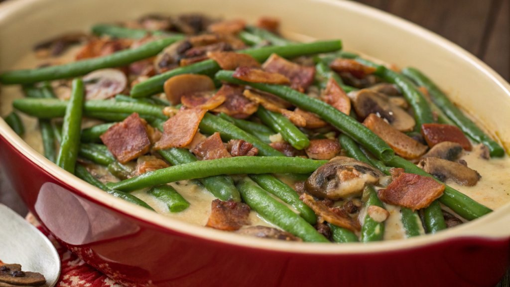 Bacon & Mushroom Green Bean Casserole