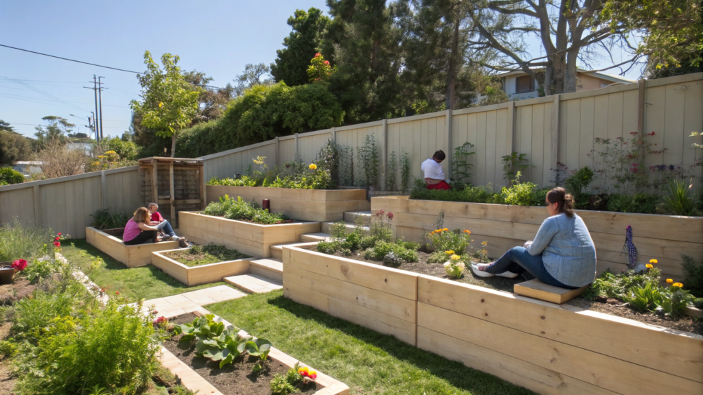 Raised Garden Beds Designed as Seating Walls