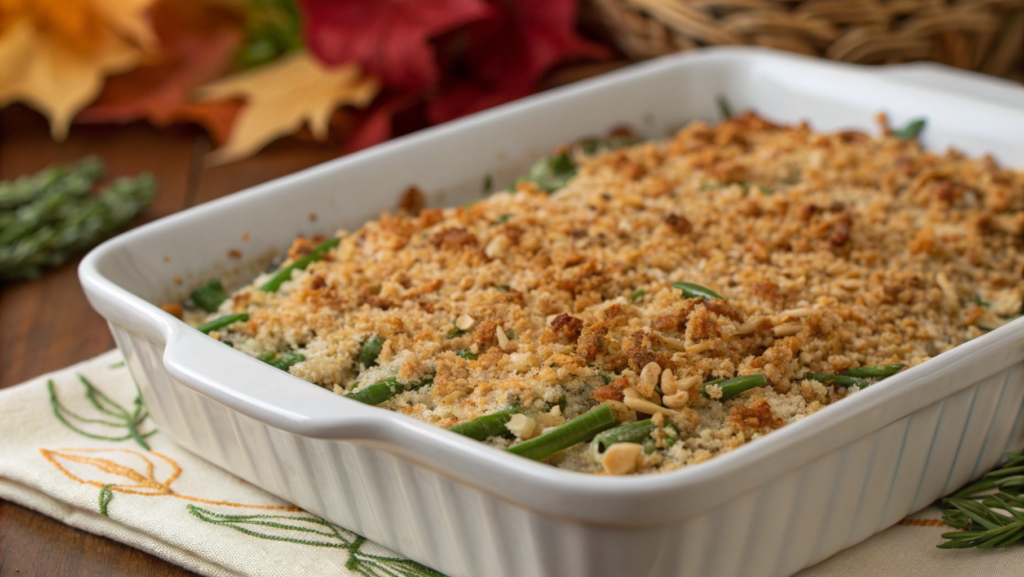 Keto-Friendly Green Bean Casserole with Almond Crust