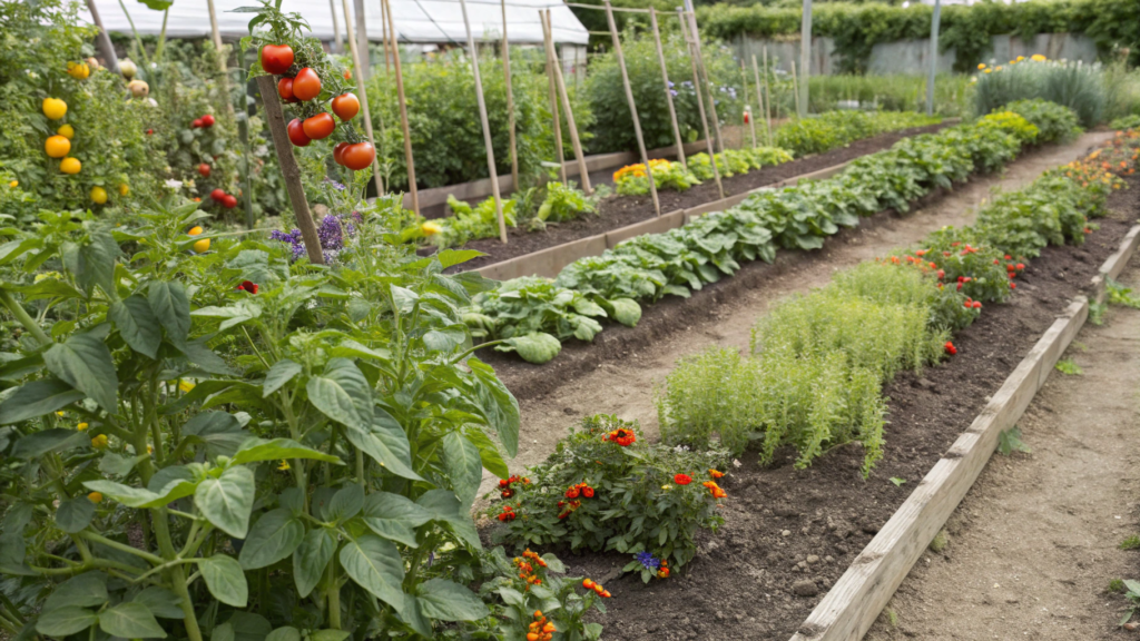 Veggie Rows with Companion Planting