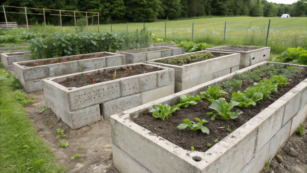 Concrete Block Beds for Sturdy Vegetable Gardens