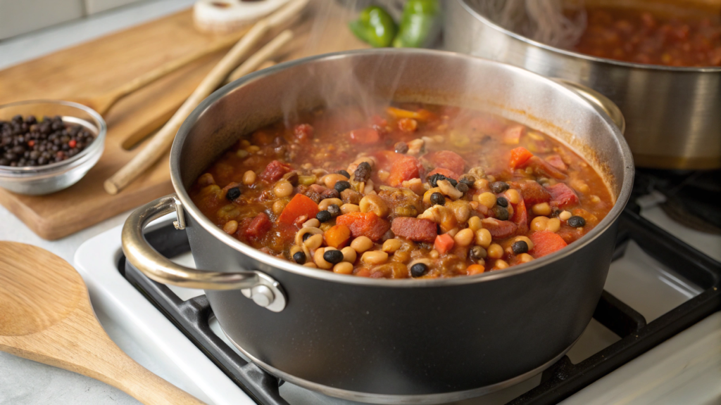 Easy Stove Top Vegan Black Eyed Peas Chili 