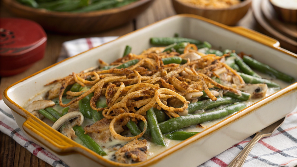 From Scratch Green Bean Casserole with Fried Shallots