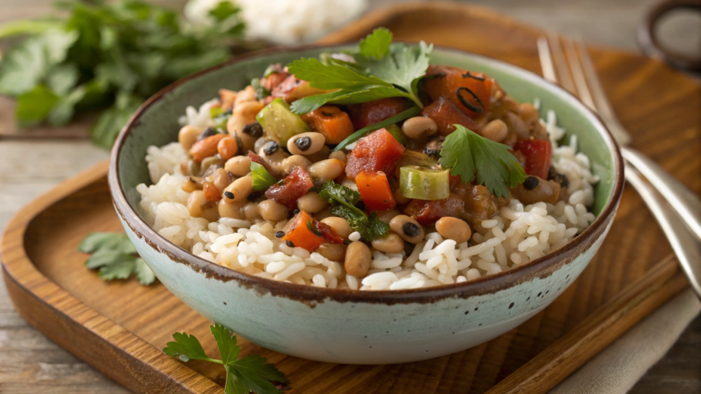 Quick Canned Black Eyed Peas and Rice Bowl