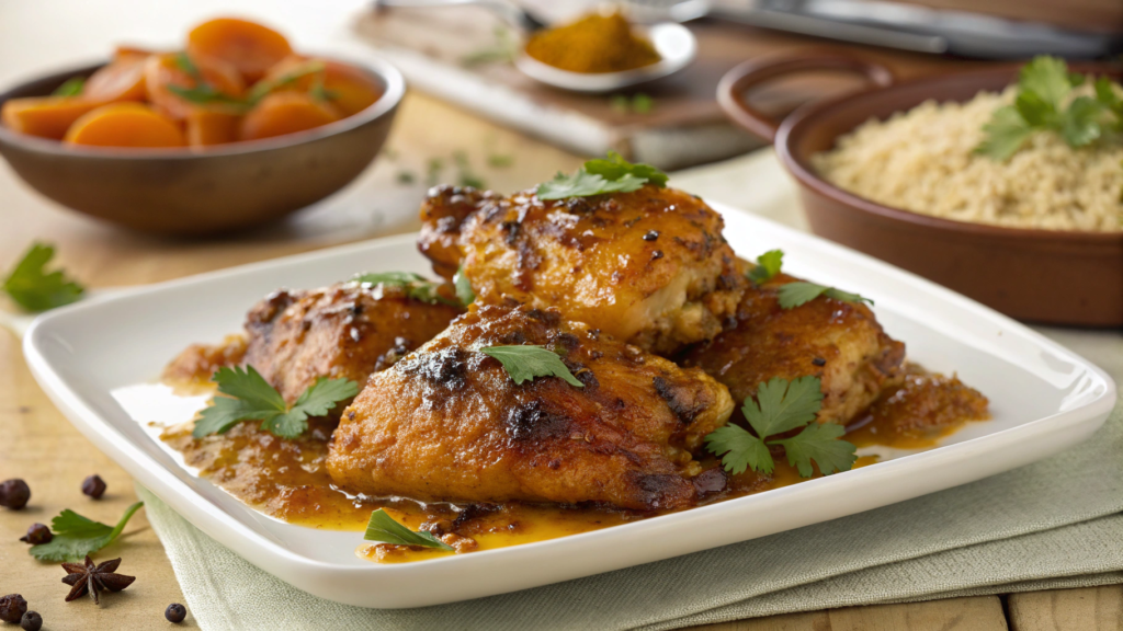 Moroccan spiced chicken with apricot glaze