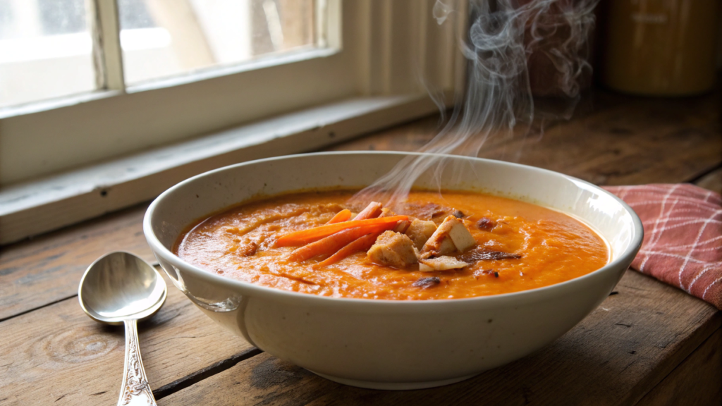 Roasted carrot and ginger coconut soup