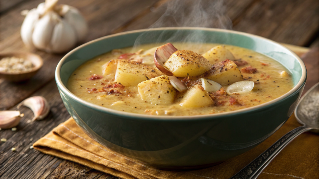 Smoked Potato Chowder with Roasted Garlic