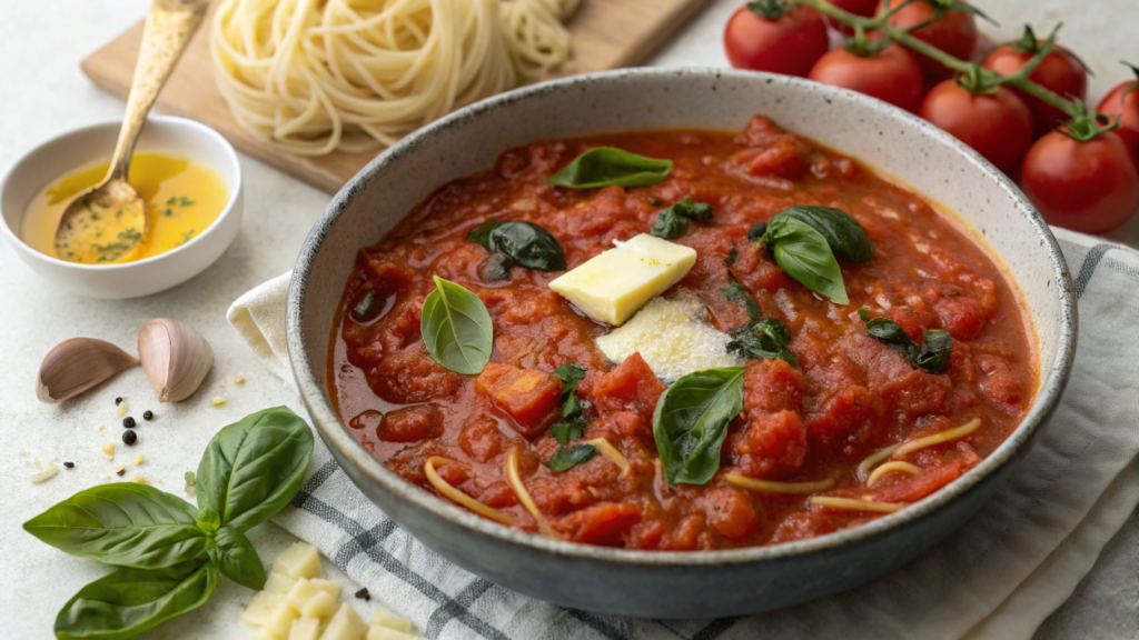 Tomato Pan Sauce With Basil and a Pat of Butter
