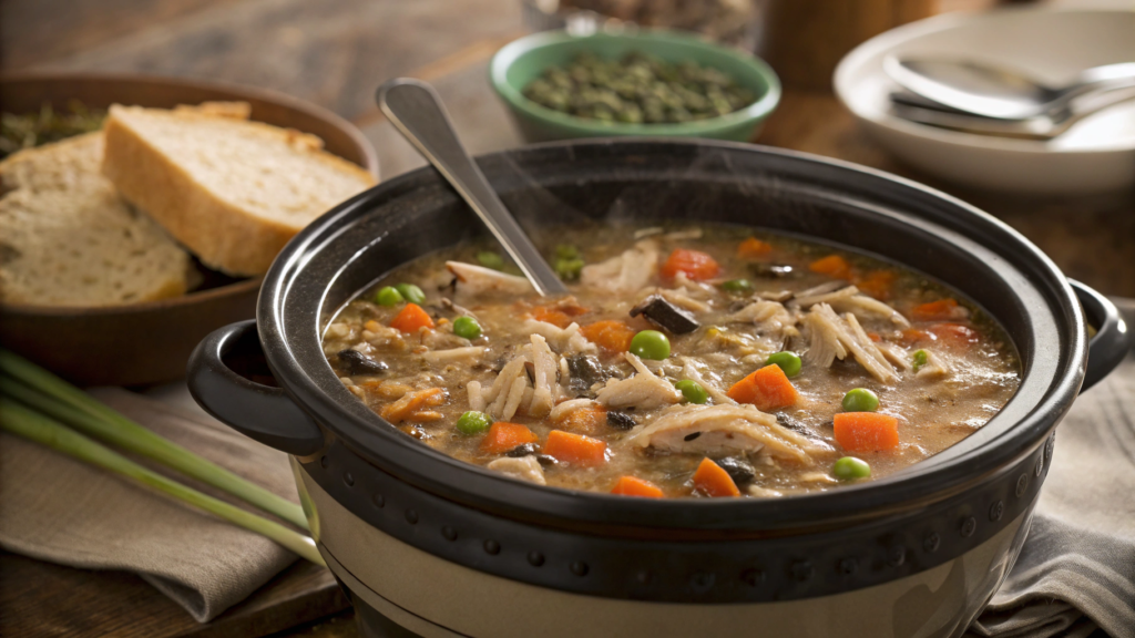Crockpot Chicken and Wild Rice Comfort Soup