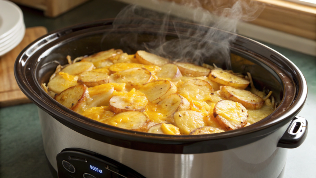 Crockpot Cheddar Potato Bake