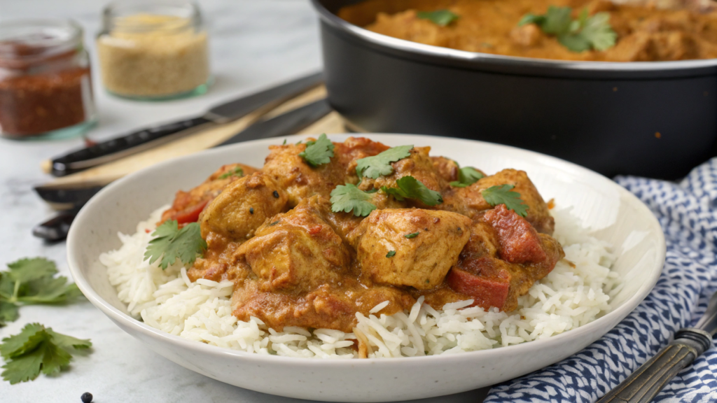 Indian butter chicken made in an air fryer