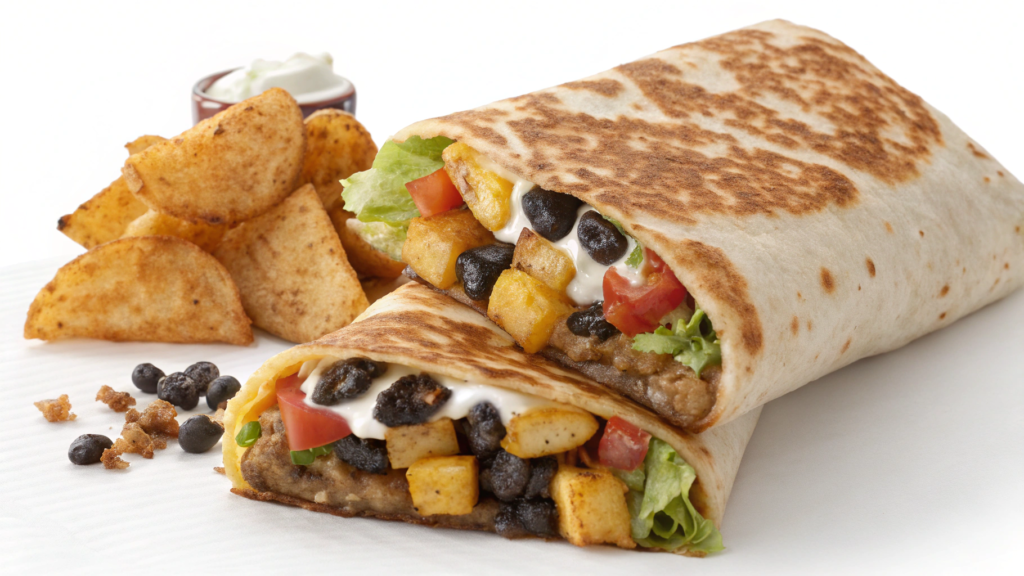 Taco Bell Black Bean Crunchwrap With Added Potatoes