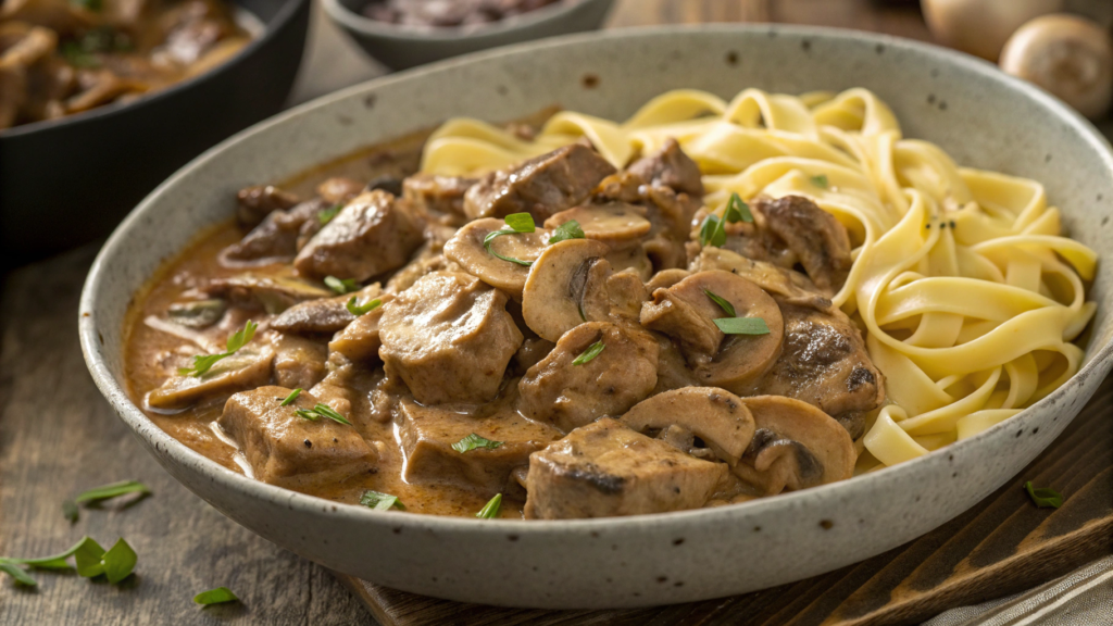 High-protein mushroom stroganoff (no heavy cream)