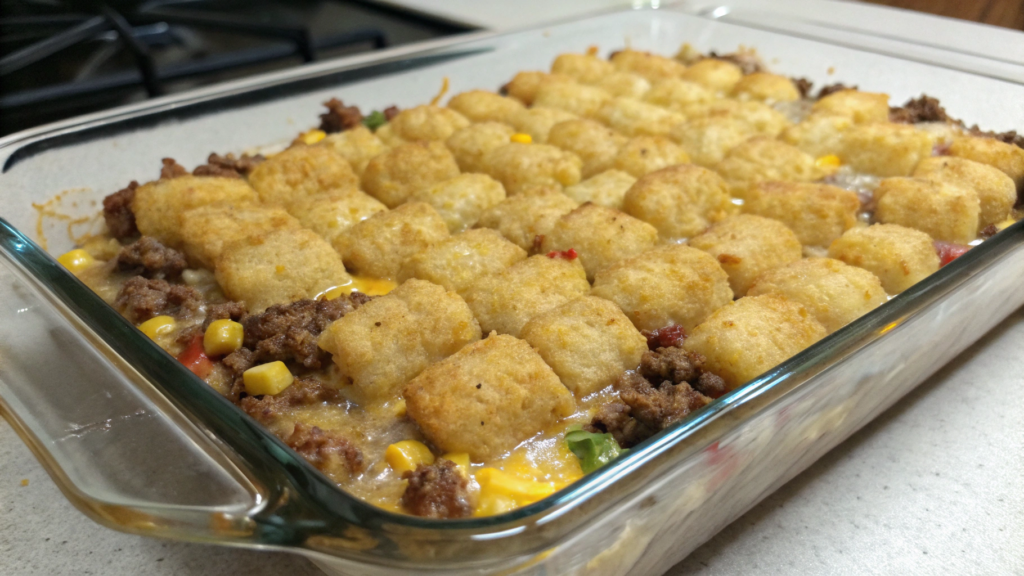 Overnight tater tot casserole