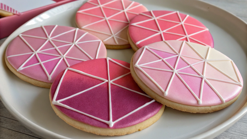 Geometric Pink Ombre Cookies