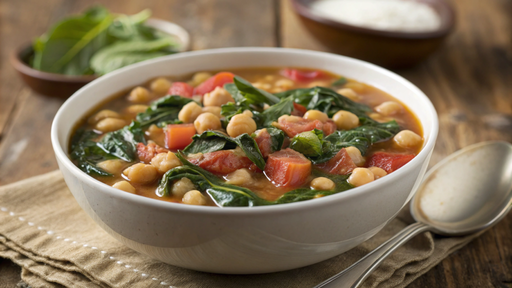 Mediterranean Chickpea & Spinach Soup
