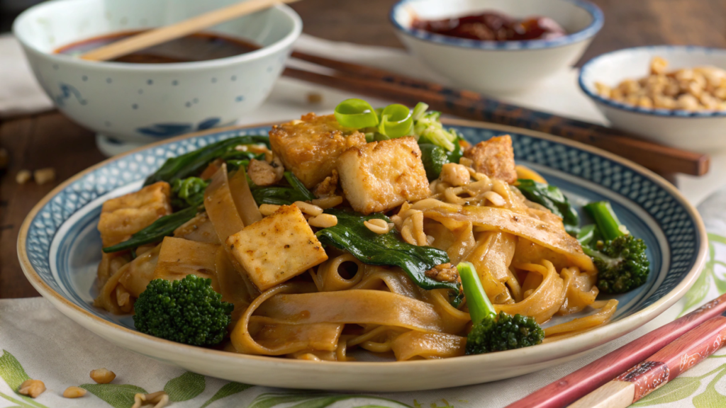 Thai Pad See Ew With Tofu and Extra Chinese Broccoli