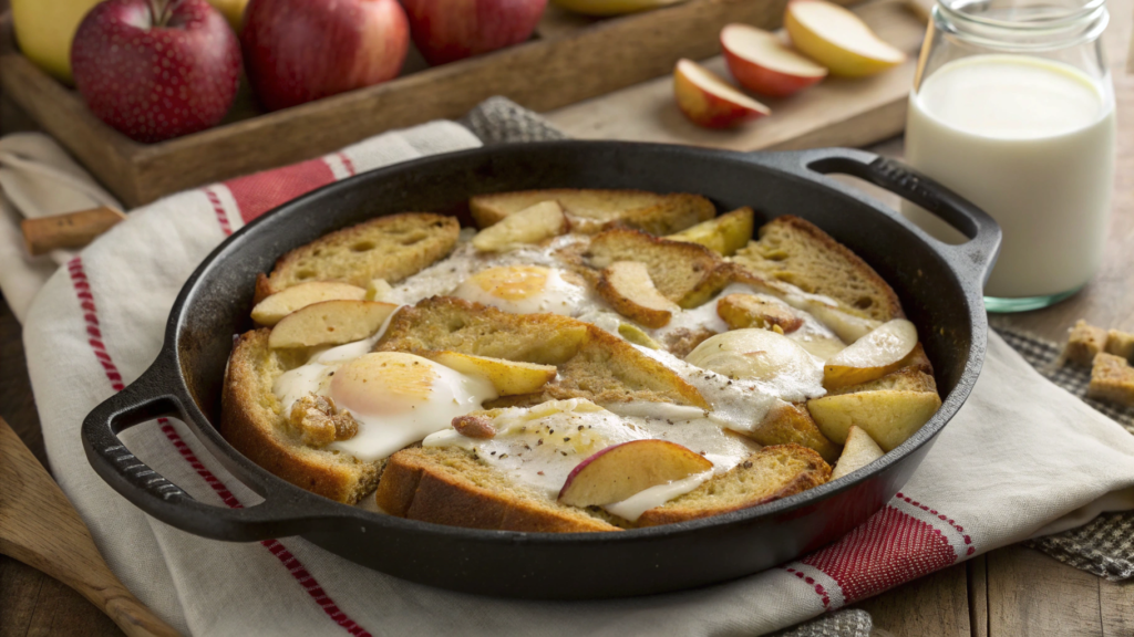 Warm Apple Breakfast Bake with Vanilla Maple Sauce