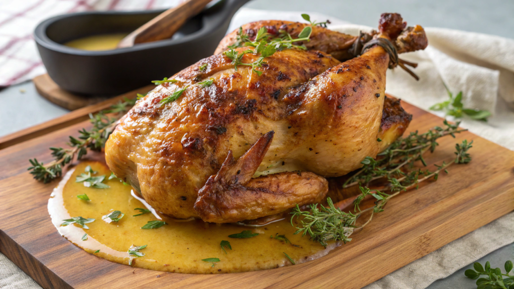 French-inspired roast chicken with Dijon honey sauce