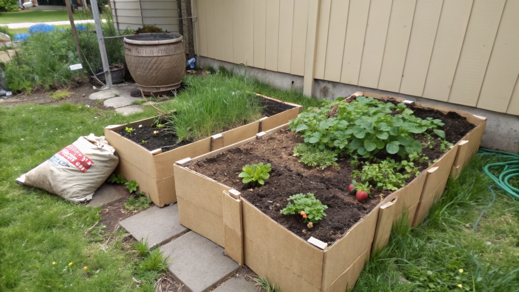 The No Dig Corner Garden Setup Using Cardboard and Compost