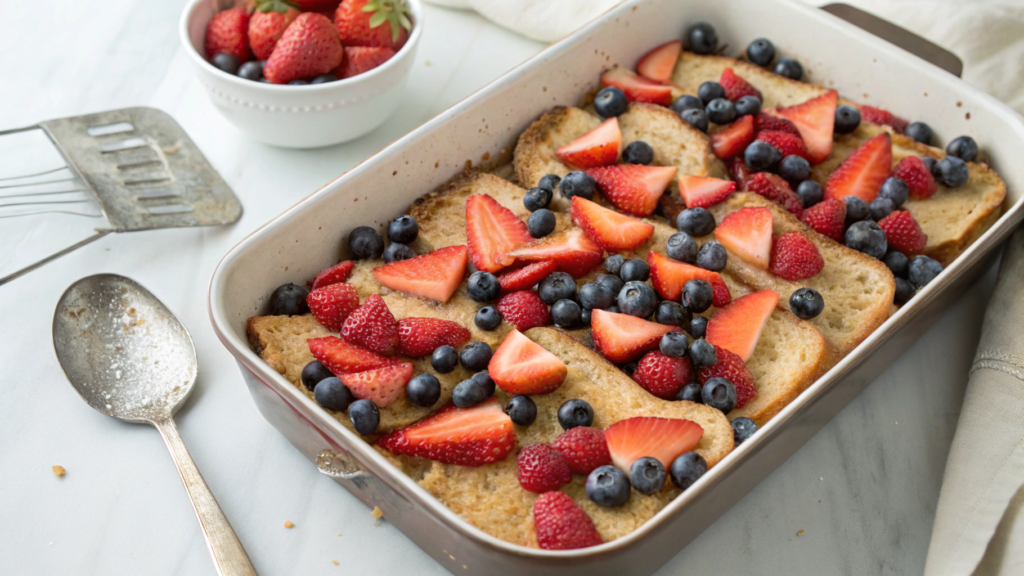 Overnight brioche French toast with berries