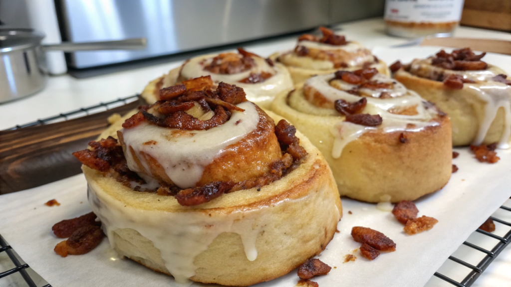 Maple bacon cinnamon rolls