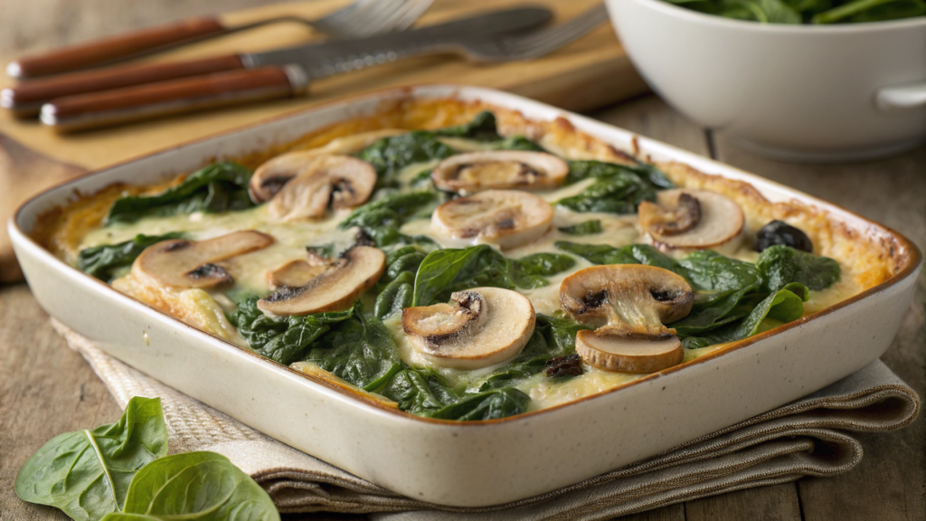 Spinach and mushroom casserole
