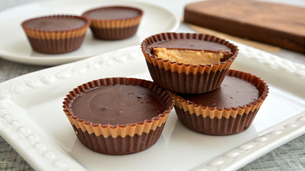 3 ingredient homemade Reese’s cups with microwave chocolate