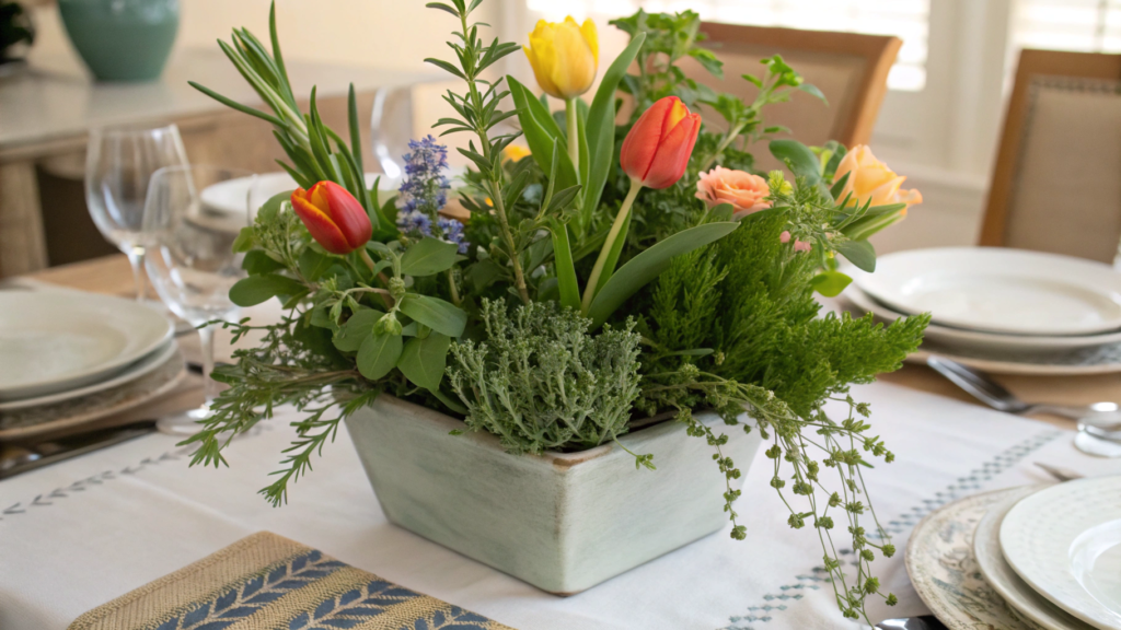 Ottolenghi-inspired herb and bloom centerpiece